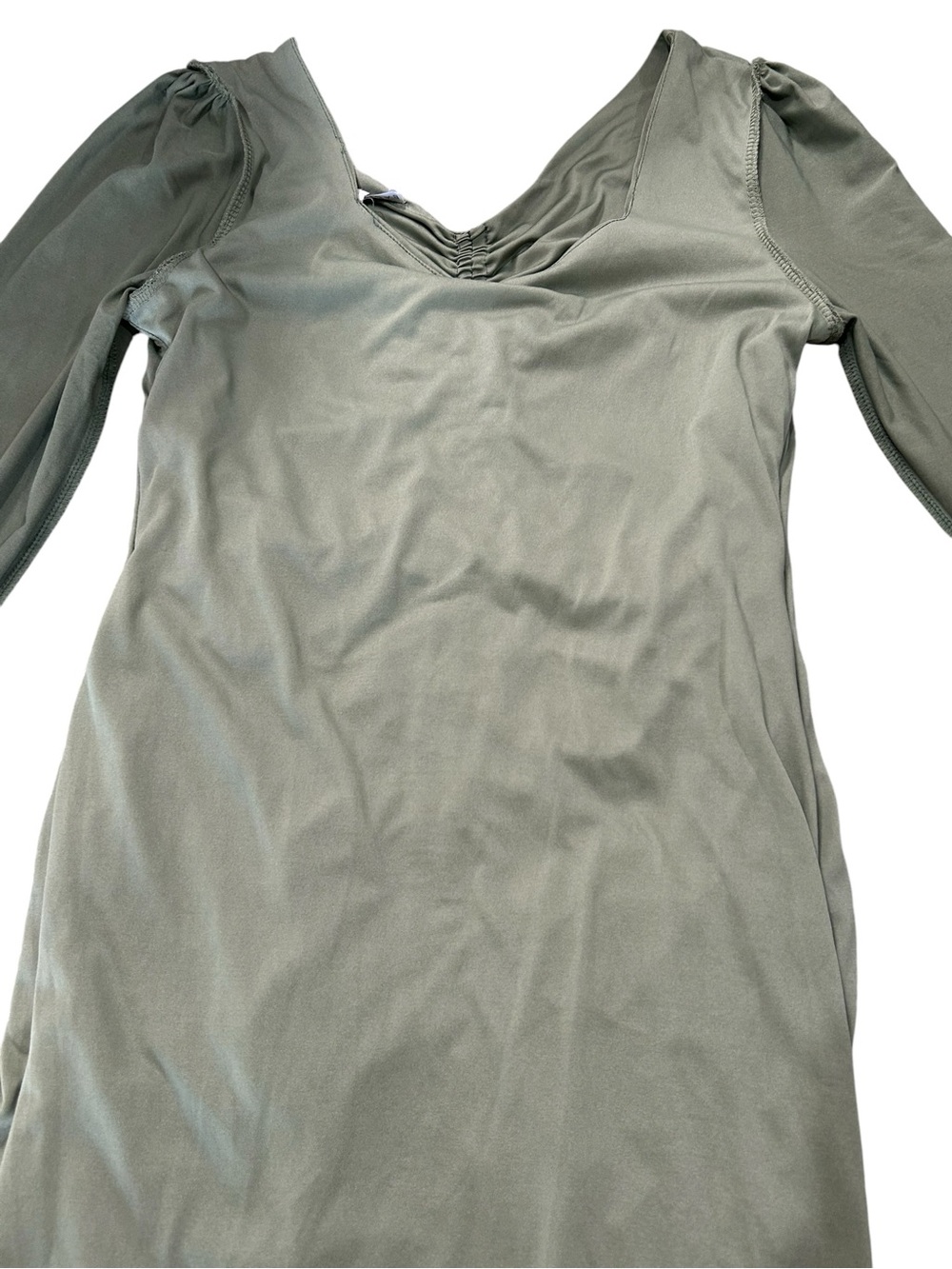 Baltic Born NWT Camden Town Midi Dress Medium in Dusty Sage Green Ruched Detail - Picture 8 of 13